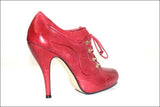SAN MARINA Escarpins Montants à Lacets Talon Haut Cuir Rouge  T 39 TBE