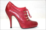 SAN MARINA Escarpins Montants à Lacets Talon Haut Cuir Rouge  T 39 TBE