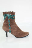 Bottines VIVADONNA Daim marron motif Nœuds bleu T37 TBE