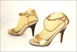 PASTELLE  Escarpins Sandales Tout Cuir Beige ET Or à lanières T 39 TBE