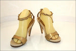 PASTELLE  Escarpins Sandales Tout Cuir Beige ET Or à lanières T 39 TBE