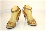 PASTELLE  Escarpins Sandales Tout Cuir Beige ET Or à lanières T 39 TBE