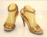 PASTELLE  Escarpins Sandales Tout Cuir Beige ET Or à lanières T 39 TBE