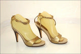 PASTELLE  Escarpins Sandales Tout Cuir Beige ET Or à lanières T 39 TBE