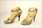 PASTELLE  Escarpins Sandales Tout Cuir Beige ET Or à lanières T 39 TBE