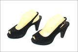MINELLI Escarpins Sandales Ouverts plateforme haut Talons Daim Noir T 40 TBE