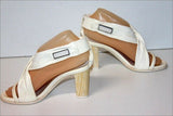 BURBERRY Escarpins Sandales Tout Cuir Blanc Talons Bois T 35.5 TTBE