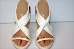 BURBERRY Escarpins Sandales Tout Cuir Blanc Talons Bois T 35.5 TTBE