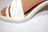 BURBERRY Escarpins Sandales Tout Cuir Blanc Talons Bois T 35.5 TTBE