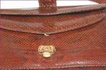 Sac Vintage Tout Cuir Verni Reptile Fermoir Clef  Porte Monnaie  TTBE