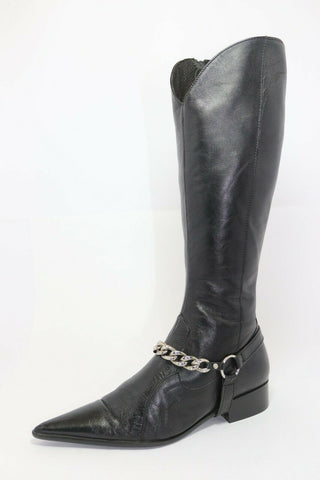 Bottes Pointu Cuir Noir Lisse T35 BE