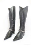 Bottes Pointu Cuir Noir Lisse T35 BE