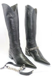 Bottes Pointu Cuir Noir Lisse T35 BE