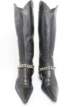 Bottes Pointu Cuir Noir Lisse T35 BE