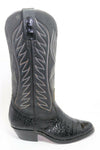 PETER NANG  Boots Vintage Cuir Noir Brodé T39 TTBE