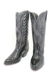 PETER NANG  Boots Vintage Cuir Noir Brodé T39 TTBE