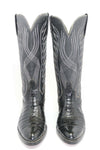 PETER NANG  Boots Vintage Cuir Noir Brodé T39 TTBE