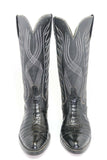 PETER NANG  Boots Vintage Cuir Noir Brodé T39 TTBE