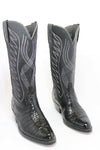 PETER NANG  Boots Vintage Cuir Noir Brodé T39 TTBE