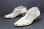 PASST! Escarpins Cuir Ajourés Beige T40,5 / 7 UK TBE