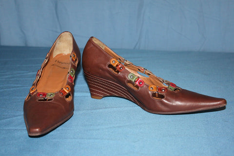 Escarpins HEYRAUD Pointus  Cuir  Marron T 37 TBE