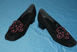 Escarpins LIGELLA  Daim Noir motif fleur noire et rose T 37 BE