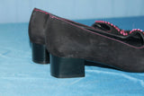 Escarpins LIGELLA  Daim Noir motif fleur noire et rose T 37 BE