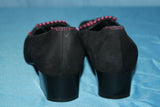 Escarpins LIGELLA  Daim Noir motif fleur noire et rose T 37 BE