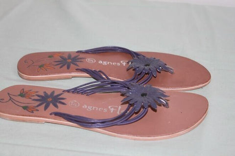Tong  AGNES FLO Cuir   Motif fleur violette T 37 BE