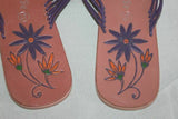 Tong  AGNES FLO Cuir   Motif fleur violette T 37 BE