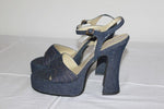 Escarpins Sandales LUCIANO FABBRI   textile jean T 37 TTBE