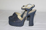 Escarpins Sandales LUCIANO FABBRI   textile jean T 37 TTBE