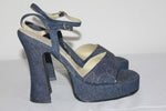 Escarpins Sandales LUCIANO FABBRI   textile jean T 37 TTBE