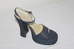 Escarpins Sandales LUCIANO FABBRI   textile jean T 37 TTBE