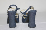 Escarpins Sandales LUCIANO FABBRI   textile jean T 37 TTBE