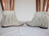 JANET & JANET  Boots Tout cuir beige à Franges T 36 TBE