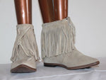 JANET & JANET  Boots Tout cuir beige à Franges T 36 TBE
