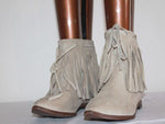 JANET & JANET  Boots Tout cuir beige à Franges T 36 TBE