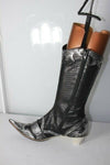 Bottes Pointues  FRU.IT Tout Cuir Noir et Argenté T36.5 TBE