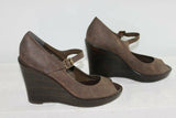 Escarpins BATA Cuir Taupe Talons  Compensés T 39  TTBE