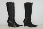 Bottes Tout  Cuir noir et Broderie Incrustée  Talons Originaux T 37 TTBE