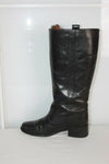 VINTAGE Bottes Cavalières Larges Tout  Cuir Noir T 6 (T 39 ) BE