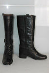 VINTAGE Bottes Cavalières Larges Tout  Cuir Noir T 6 (T 39 ) BE