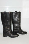 VINTAGE Bottes Cavalières Larges Tout  Cuir Noir T 6 (T 39 ) BE