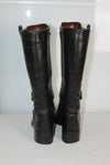 VINTAGE Bottes Cavalières Larges Tout  Cuir Noir T 6 (T 39 ) BE
