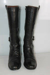 VINTAGE Bottes Cavalières Larges Tout  Cuir Noir T 6 (T 39 ) BE