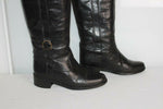 VINTAGE Bottes Cavalières Larges Tout  Cuir Noir T 6 (T 39 ) BE