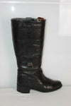 VINTAGE Bottes Cavalières Larges Tout  Cuir Noir T 6 (T 39 ) BE