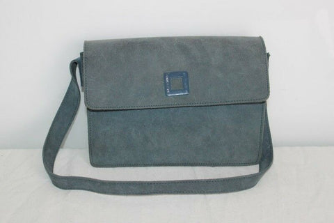 ARTHUR & ASTON Sac Cuir Rigide  Gris Bleu Bandoulière  TBE