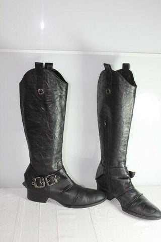 Bottes SAN MARINA Cuir Fripé Noir T 38 BE